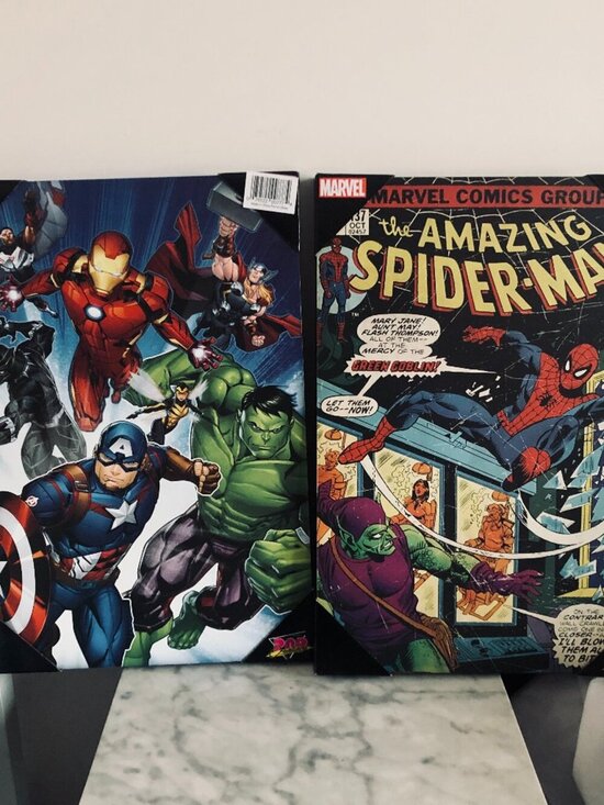 Marvel Other - Art Avengers & Spider-Man SET OF 2 Marvel Wood Wall Pop Creations NEW 13x19"